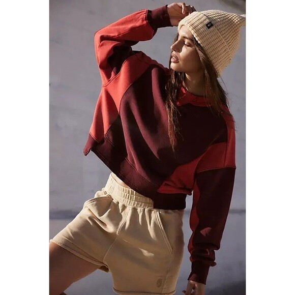 Free People FP Movement Intercept Colorblock Pullover Top Oversized L New 282842 - Picture 1 of 11